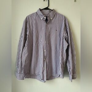 Vineyard Vines Whale Shirt Classic Button Down Dress Shirt Red Blue Plaid XL